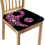 Pink Flowers Yin Yang Print Chair Cushion Cover