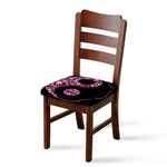 Pink Flowers Yin Yang Print Chair Cushion Cover
