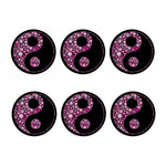Pink Flowers Yin Yang Print Coaster Set