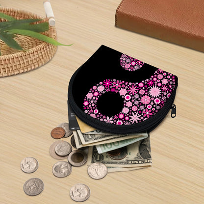 Pink Flowers Yin Yang Print Coin Purse