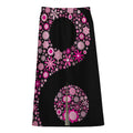 Pink Flowers Yin Yang Print Cotton Front Slit Maxi Skirt