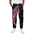 Pink Flowers Yin Yang Print Cotton Sweatpants