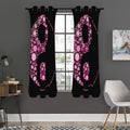 Pink Flowers Yin Yang Print Grommet Curtain Panels