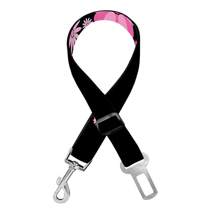 Pink Flowers Yin Yang Print Dog Seat Belt