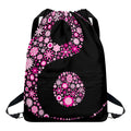 Pink Flowers Yin Yang Print Drawstring Backpack