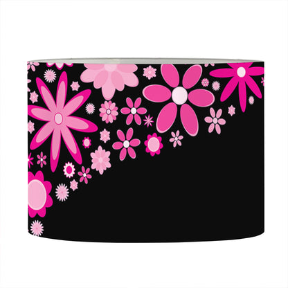Pink Flowers Yin Yang Print Drum Lamp Shade