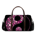 Pink Flowers Yin Yang Print Duffle Bag