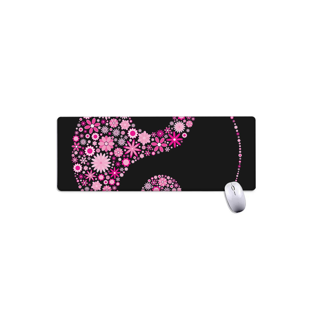 Pink Flowers Yin Yang Print Extended Mouse Pad