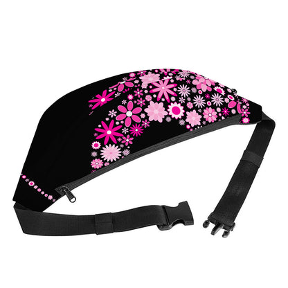 Pink Flowers Yin Yang Print Fanny Pack