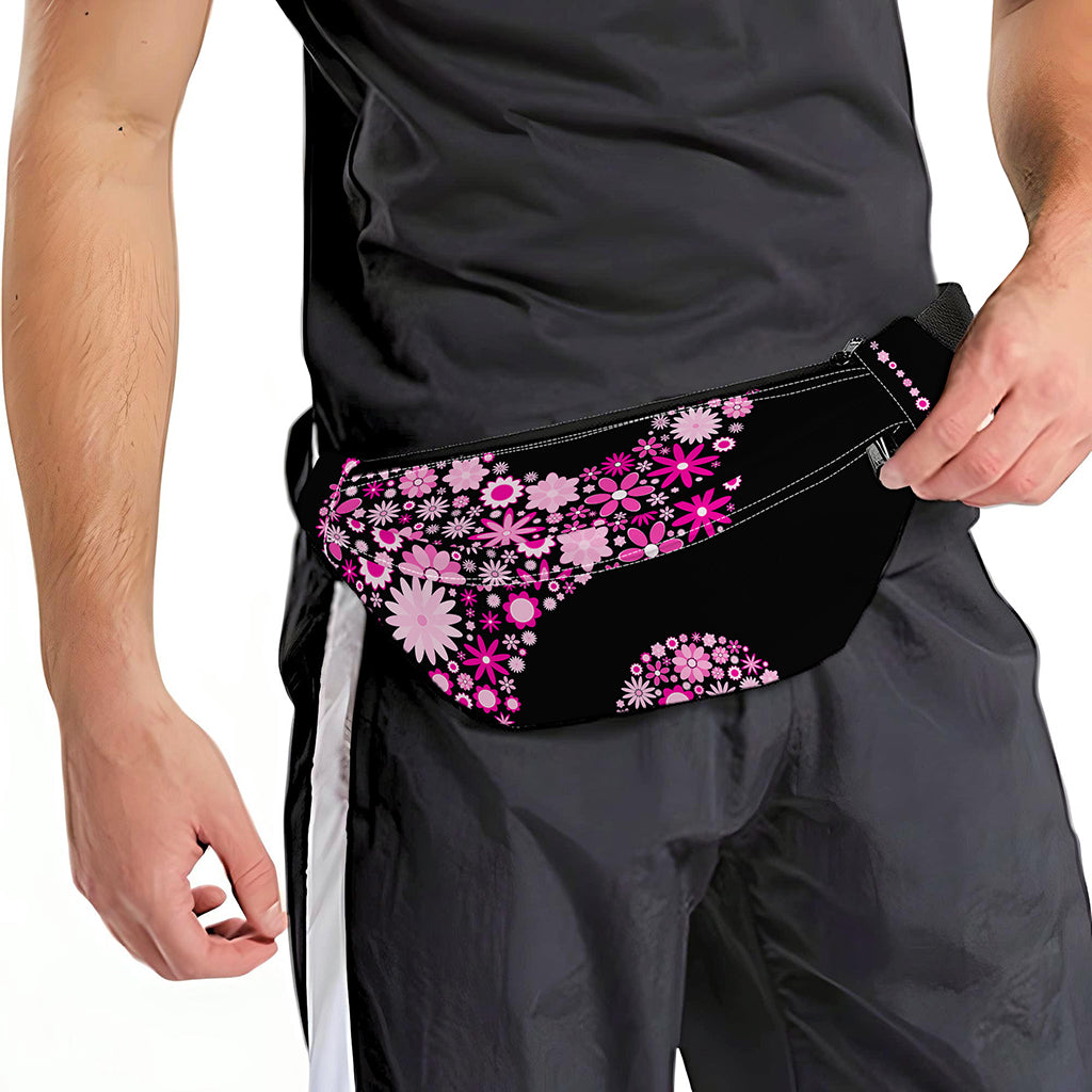 Pink Flowers Yin Yang Print Fanny Pack