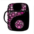 Pink Flowers Yin Yang Print Front Pocket Bible Bag