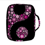 Pink Flowers Yin Yang Print Front Pocket Bible Bag