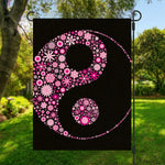Pink Flowers Yin Yang Print Garden Flag