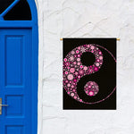 Pink Flowers Yin Yang Print Garden Flag