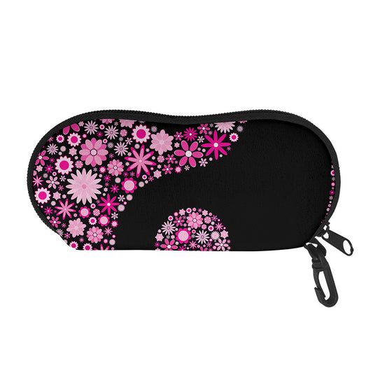 Pink Flowers Yin Yang Print Glasses Case