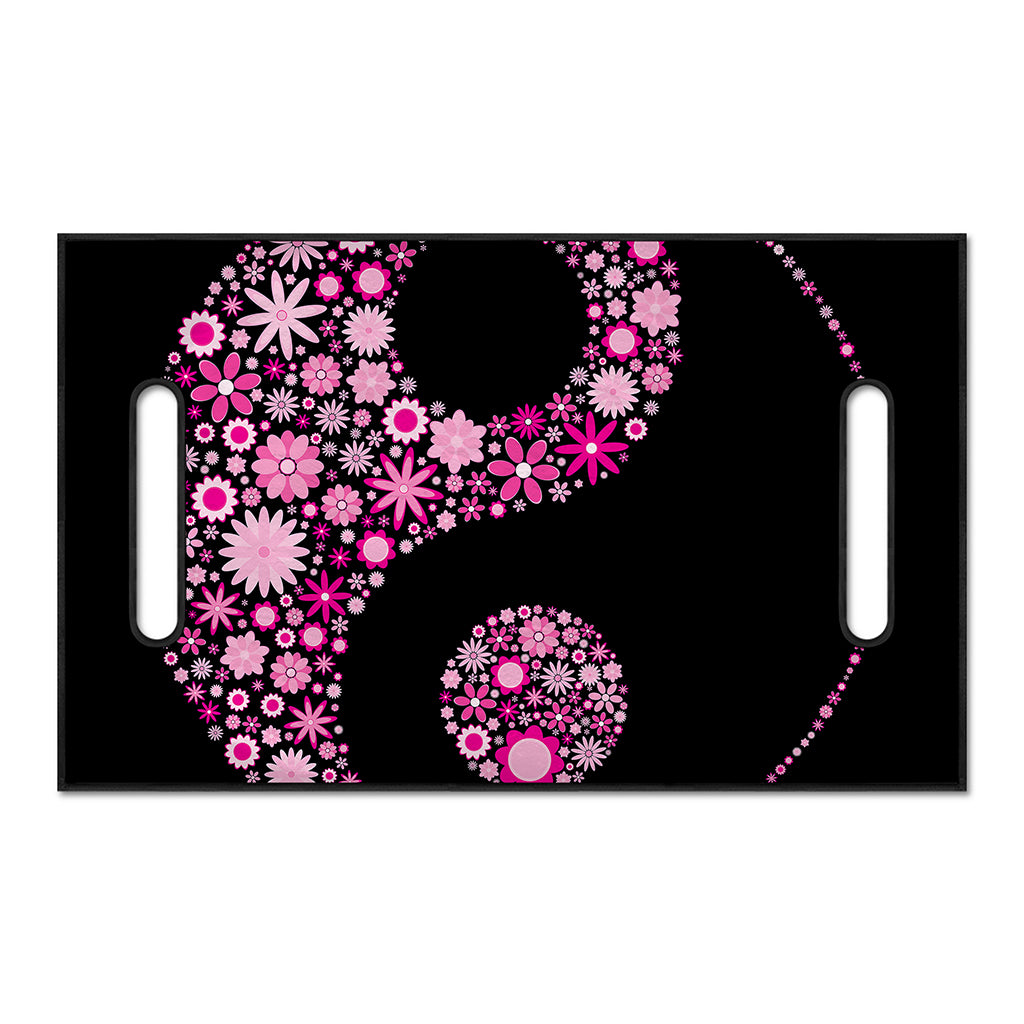 Pink Flowers Yin Yang Print Golf Cart Seat Cover
