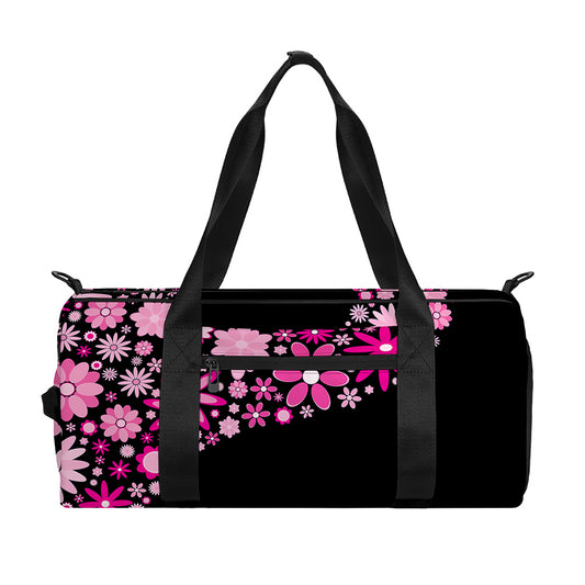 Pink Flowers Yin Yang Print Gym Bag