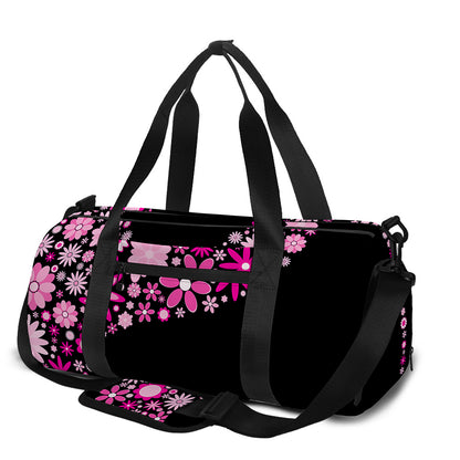 Pink Flowers Yin Yang Print Gym Bag