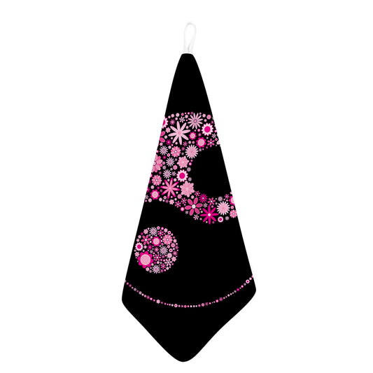 Pink Flowers Yin Yang Print Hand Towel