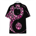 Pink Flowers Yin Yang Print Hawaiian Shirt