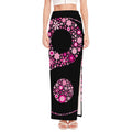 Pink Flowers Yin Yang Print High Slit Maxi Skirt