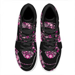 Pink Flowers Yin Yang Print High Top Leather Sneakers