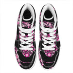 Pink Flowers Yin Yang Print High Top Leather Sneakers