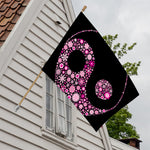 Pink Flowers Yin Yang Print House Flag