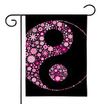 Pink Flowers Yin Yang Print House Flag