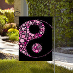 Pink Flowers Yin Yang Print House Flag