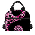 Pink Flowers Yin Yang Print Insulated Lunch Bag