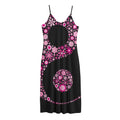 Pink Flowers Yin Yang Print Jersey Midi Cami Dress
