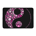 Pink Flowers Yin Yang Print Kitchen Mat