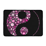 Pink Flowers Yin Yang Print Kitchen Mat