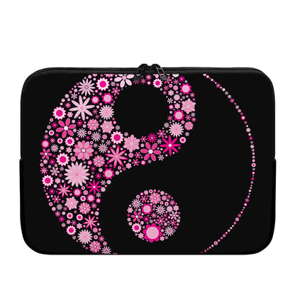 Pink Flowers Yin Yang Print Laptop Sleeve