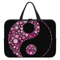 Pink Flowers Yin Yang Print Laptop Sleeve With Handle