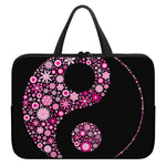 Pink Flowers Yin Yang Print Laptop Sleeve With Handle
