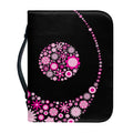 Pink Flowers Yin Yang Print Leather Bible Cover