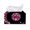 Pink Flowers Yin Yang Print Leather Tissue Box Cover