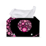 Pink Flowers Yin Yang Print Leather Tissue Box Cover