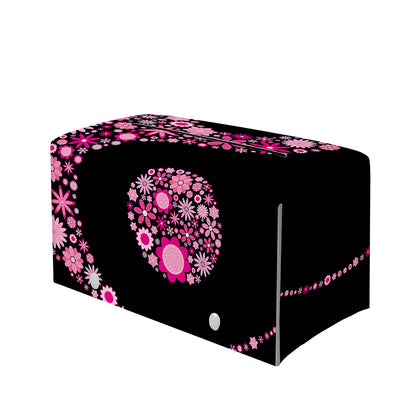 Pink Flowers Yin Yang Print Leather Tissue Box Cover