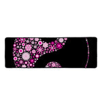 Pink Flowers Yin Yang Print Long Kitchen Mat