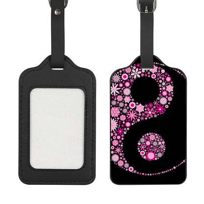Pink Flowers Yin Yang Print Luggage Tag