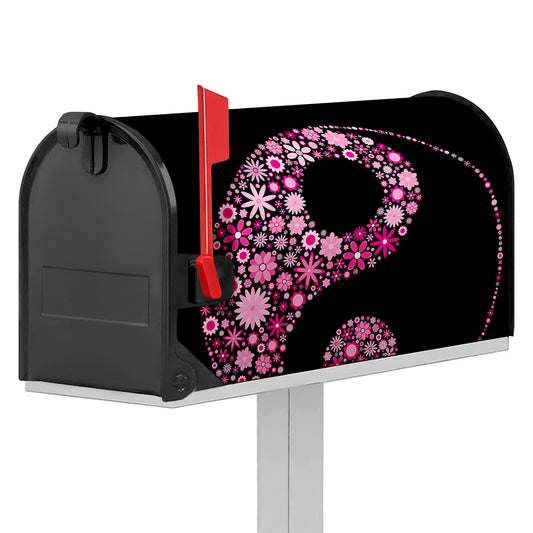 Pink Flowers Yin Yang Print Mailbox Cover