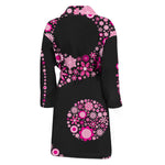 Pink Flowers Yin Yang Print Men's Bathrobe