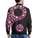 Pink Flowers Yin Yang Print Men's Bomber Jacket