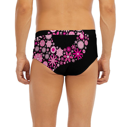 Pink Flowers Yin Yang Print Men's Briefs
