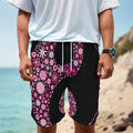 Pink Flowers Yin Yang Print Men's Cargo Shorts