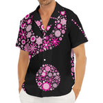 Pink Flowers Yin Yang Print Men's Deep V-Neck Shirt