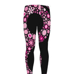 Pink Flowers Yin Yang Print Men's leggings